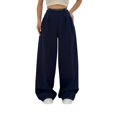 thumbnail image 2 of Women's Casual Pants High Waisted Side Pocket Straight Leg Work Pants Women'S Fashionable High Waist Zipper Casual Pants Suit Pants,Blue Women's Casual Pants L, 2 of 6