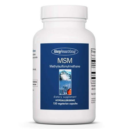 Allergy Research Group MSM Supplement - MSM Powder Capsules for Hair Growth, Methylsulfonylmethane for Healthy Hair, Skin & Nails, 500 mg Per Serving - 150 Vegetarian Capsules