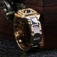 thumbnail image 5 of Luxury Men Faux Sapphire Inlaid Finger Ring Wedding Jewelry Valentines Day Gift, 5 of 6