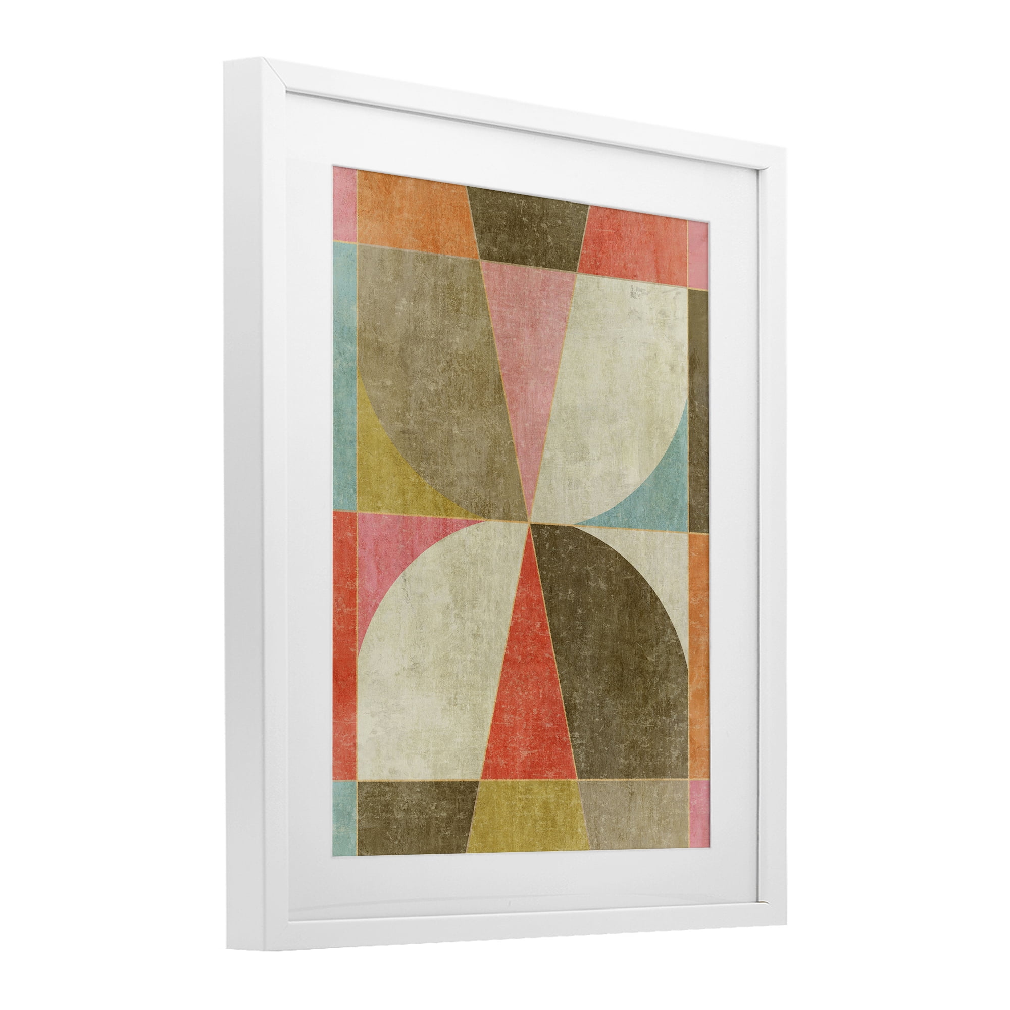 Stupell Industries Pinwheel Symmetric Shapes White Framed Print Under Glass, design by Suzanne Nicoll