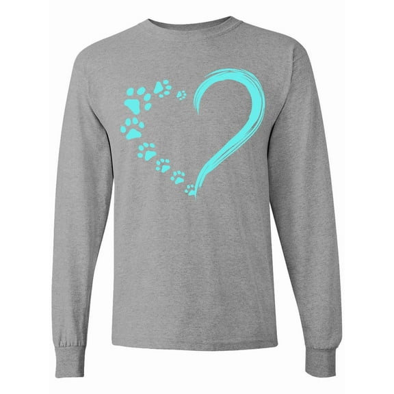 Inktastic Paw Print Heart Long Sleeve T-Shirt