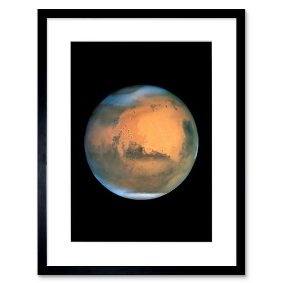 Hubble Space Telescope Image Mars Near Opposition 1995-2005: 2001 Regional Dust Storm On Red Planet At Its Closest Approach To Earth Artwork Framed Wall Art Print 9X7 Inch