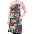 thumbnail image 5 of French Bulldog Dog and Pioneer Flower Apron-Garden Aprons for Women with Pockets-Cotton Linen Waterproof Kitchen Cooking Gardening Aprons Adjustable for Kitchen,Cooking,BBQ and Salon 33x27 Inch, 5 of 7