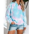 thumbnail image 3 of Fesfesfes Women Hooded Tie-dye Printed&nbsp; Sweatshirt Long Sleeve Pullover Tops Blouse Sale Tops on Clearance, 3 of 9