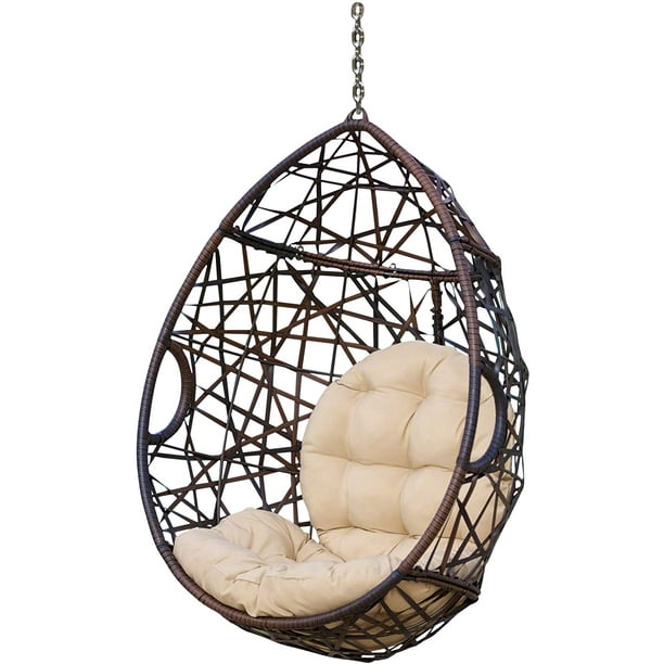 Christopher Knight Home 312592 Cayuse Indoor Outdoor Wicker Tear Drop Hanging Chair Stand Not Included Multi Brown And Tan Com Christopher Knight Home 312592 Cayuse, Outdoor Swing Chairs With Stand