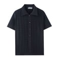 thumbnail image 4 of XDZJLR Men Shirt Summer Short Sleeved Fashion Solid Color Knit Lapel Button Tops, 4 of 4