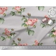 thumbnail image 3 of Soimoi Gray Rayon Fabric Leaves & Rose Floral Print Fabric by Yard 56 Inch Wide, 3 of 3