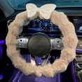thumbnail image 6 of 15 Inch Furry Plush Car Steering Wheel Cover, Cute Bowknot Fluffy Steering Wheel Protector for Women, Soft Non-Slip Warm Winter Accessories, Universal Fit for Most Vehicles, 6 of 6