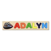 Wooden Name Puzzle Personalized Puzzle Choose Up to 12 Letters. Racing Cars With Flag Theme