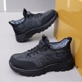thumbnail image 4 of Mens Winter Boots Trendy Splice Suede Plush Lined Snow Booties Hiking Shoes Casual Lace up Antislip Outdoor Sneakers Black Size 8.5, 4 of 7