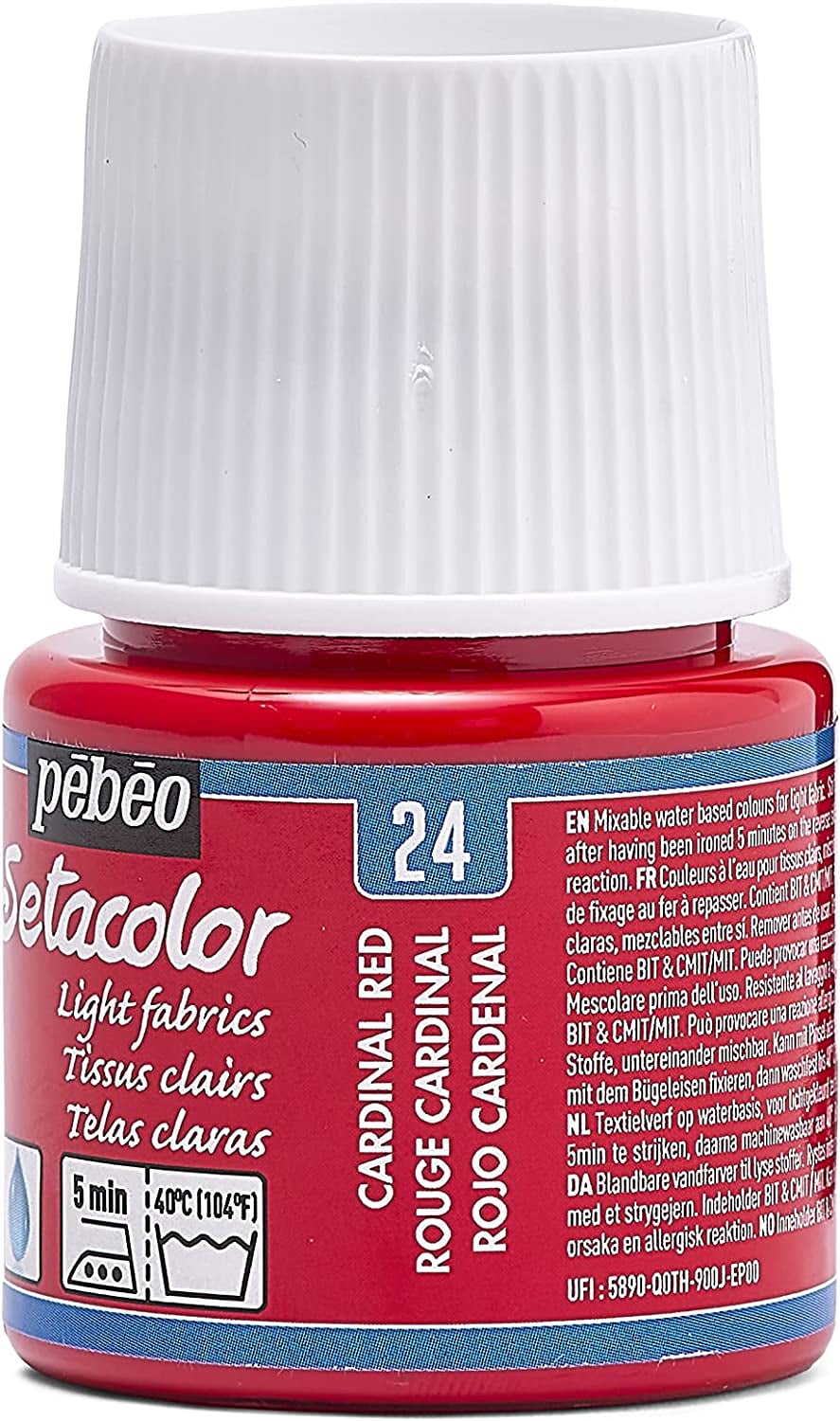 Pebeo Setacolor Fabric Paint - Cardinal Red, Light Fabric, 45ml Bottle