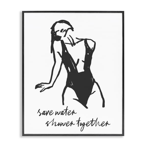 Stupell Industries Save Water Shower Together Black Framed Giclee Art, design by Lettered and Lined