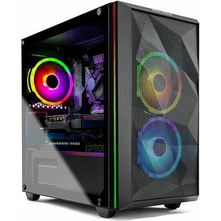 SkyTech Chronos Mini Gaming Computer PC Desktop - Intel Core-i3 10100F 3.6GHz, GTX 1650 4G, 500GB SSD, 8G 3000, RGB Fans, AC WiFi, Windows 10 Home 64-bit