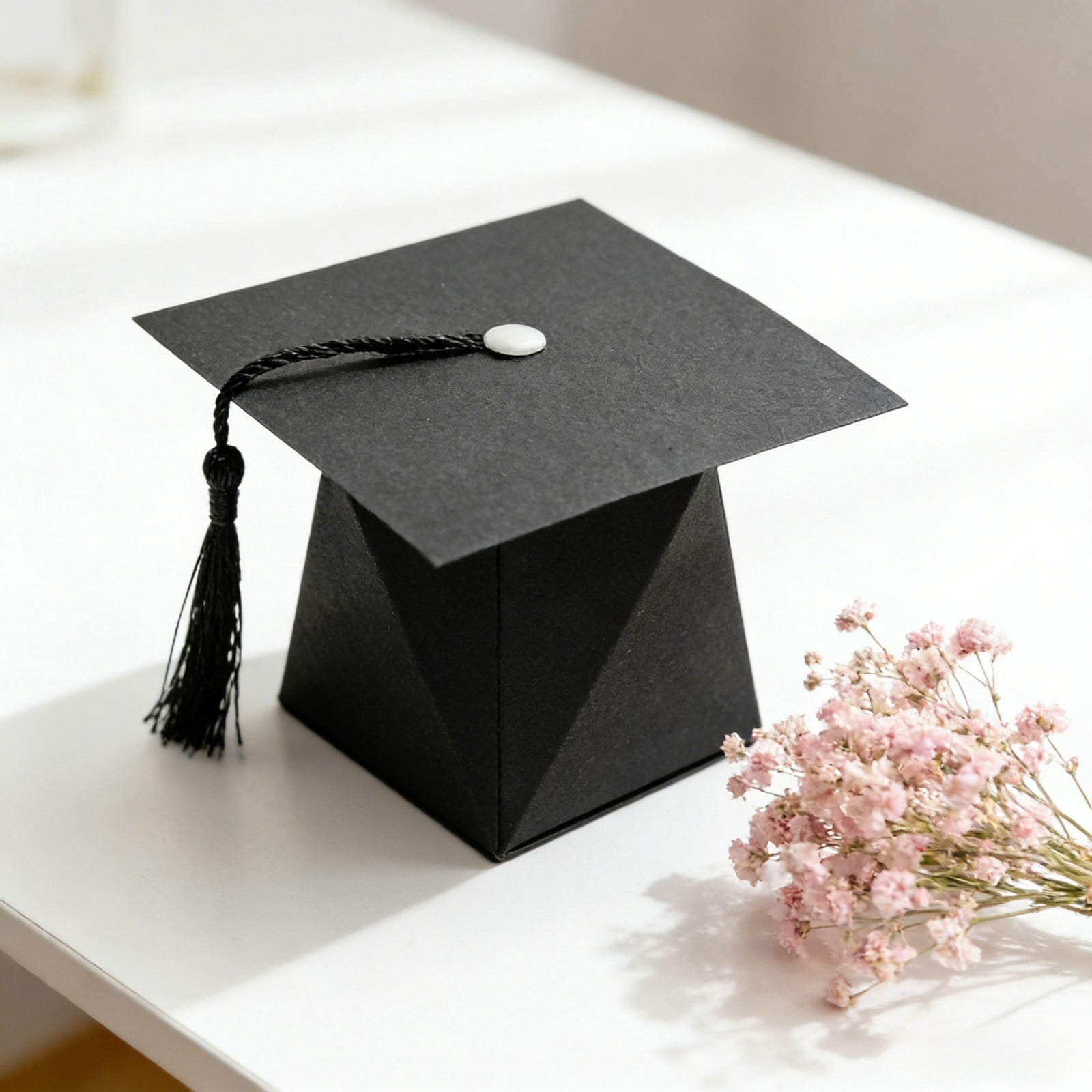 Graduation Candy Boxes 30 Pcs - Grad Cap Shaped DIY Gift Boxes for Party Favors, Graduation Decorations, and Ceremony Containers, Graduation Decorations Supplies (Black)