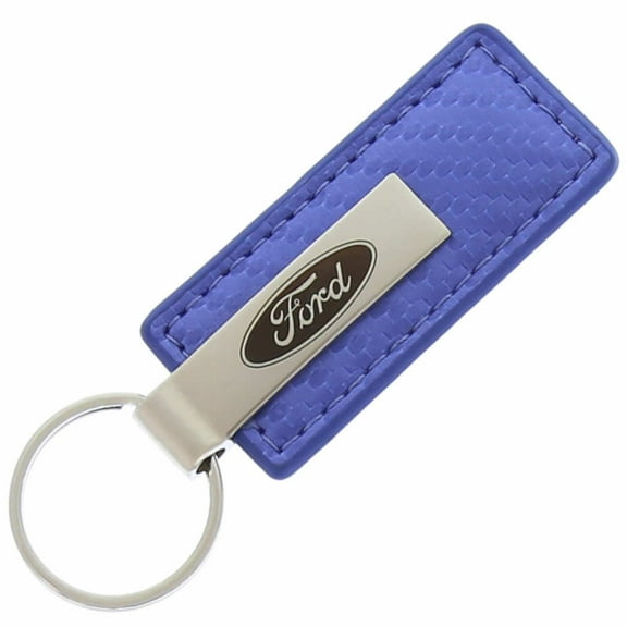 AutoGold Ford Blue CF Carbon Fiber Leather Logo Key Chain Ring Tag Fob Lanyard Metal KC1553.FOR