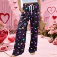 thumbnail image 6 of Women's Fashion Pocket Valentine's Day Print Stretch Adjustable Drawstring Wide Leg Pants, Elastic Waist Holiday Pants, Casual Lounge Wear for Women,Dark Purple,2XL, 6 of 7