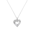 thumbnail image 2 of Sterling Silver 7/8ct TDW Baguette Diamond Heart Pendant Necklace (I-J, I2-I3), 2 of 7