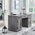 thumbnail image 5 of T4TREAM Farmhouse Wood 58" Executive Desk for Home Office, 30" High Computer Desk with Drawers and Storage Cabinet, Gray, 5 of 5