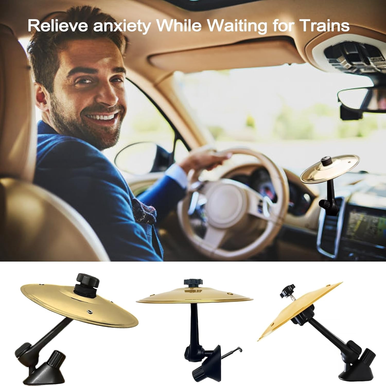2-Pack Car Cymbal Air Vent Crash Dash Board Cymbal Drum Symbol Dashboard Drums Mini Mount Drumming Music Mounted Tiny Clip Attachment Set Attaches Small Stand Splash Instrument Drumset Kit