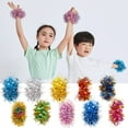 thumbnail image 3 of Tnobhg 6 Pcs Cheerleading Pom Poms Elastic Wristband Ponytail Holder Hair Ropes Party Costume Gifts Bulk for Team Celebration Volleyball Game, 3 of 7