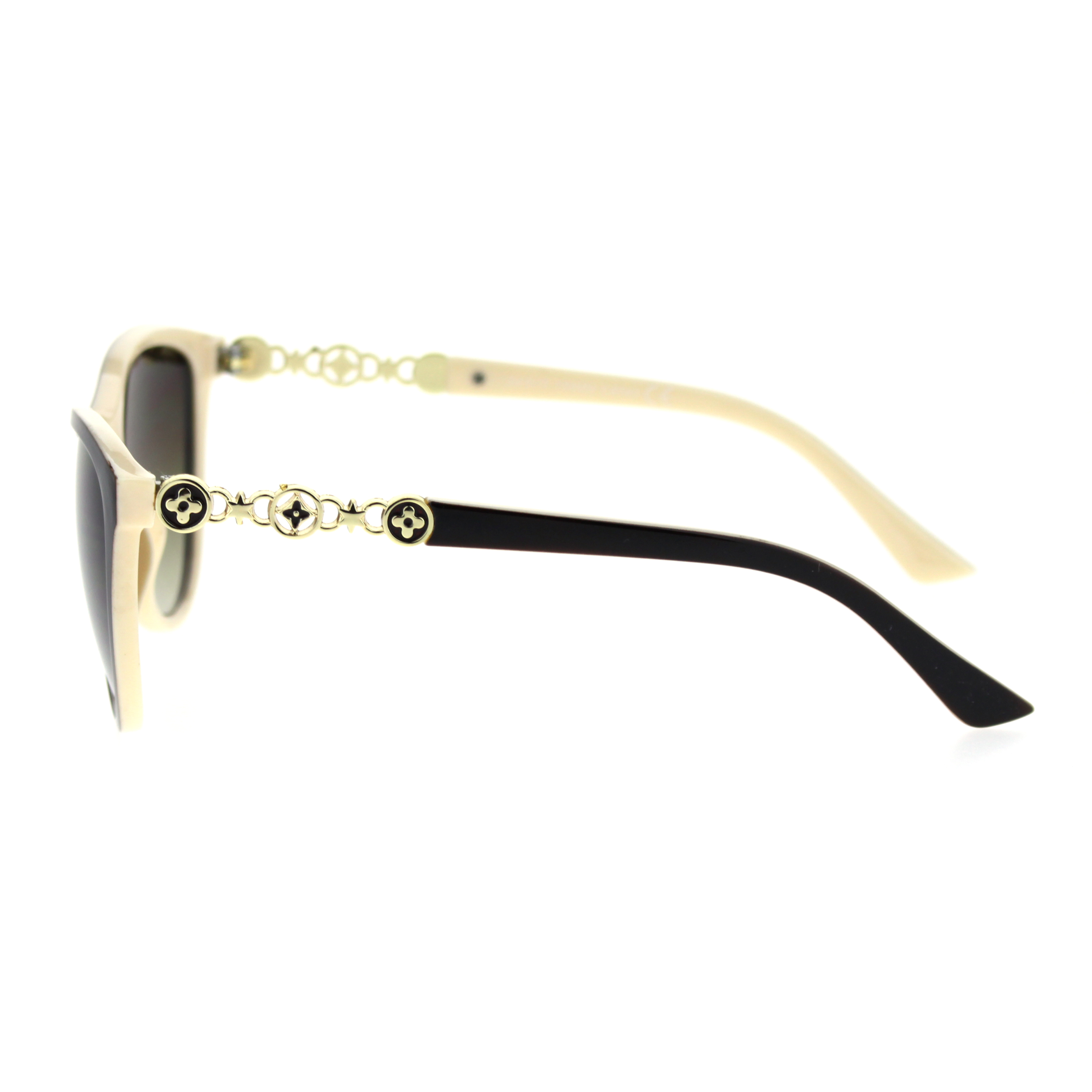 Womens Luxury Designer Fashion Cat Eye Chic Sunglasses Brown Beige Brown - image 3 of 4
