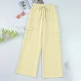 thumbnail image 4 of QQZ Flowy Wide Leg Cargo Joggers Pants For Women, Elastic Waist Drawstring Casual Track Pants, Daily Lounging Weekend Travel Outfits, 4 of 8