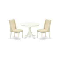 East West Furniture Hartland 3-piece Wood Dining Set in Linen White