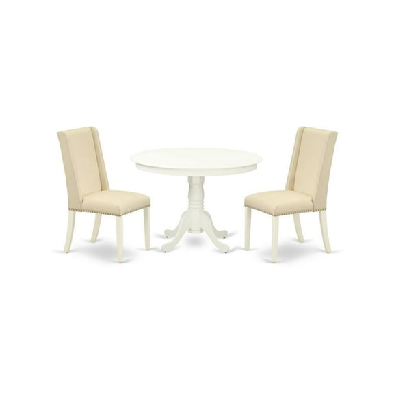 East West Furniture Hartland 3-piece Wood Dining Set in Linen White