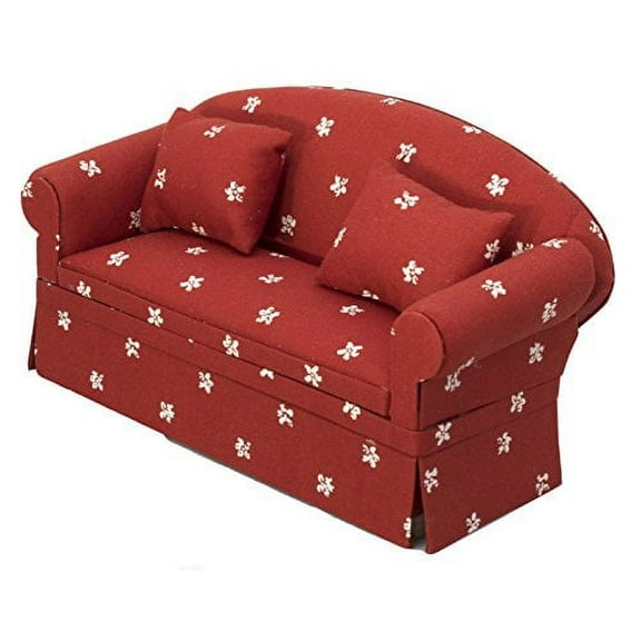 Inusitus Miniature Dollhouse Sofa Dolls House Furniture Couch 1/12 Scale (Red With Dots)