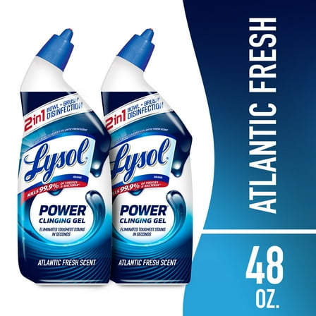 Lysol Power toilet bowl cleaner gel, Cleaning, Disinfecting and Stain Removal, 24 oz, Pack of 2