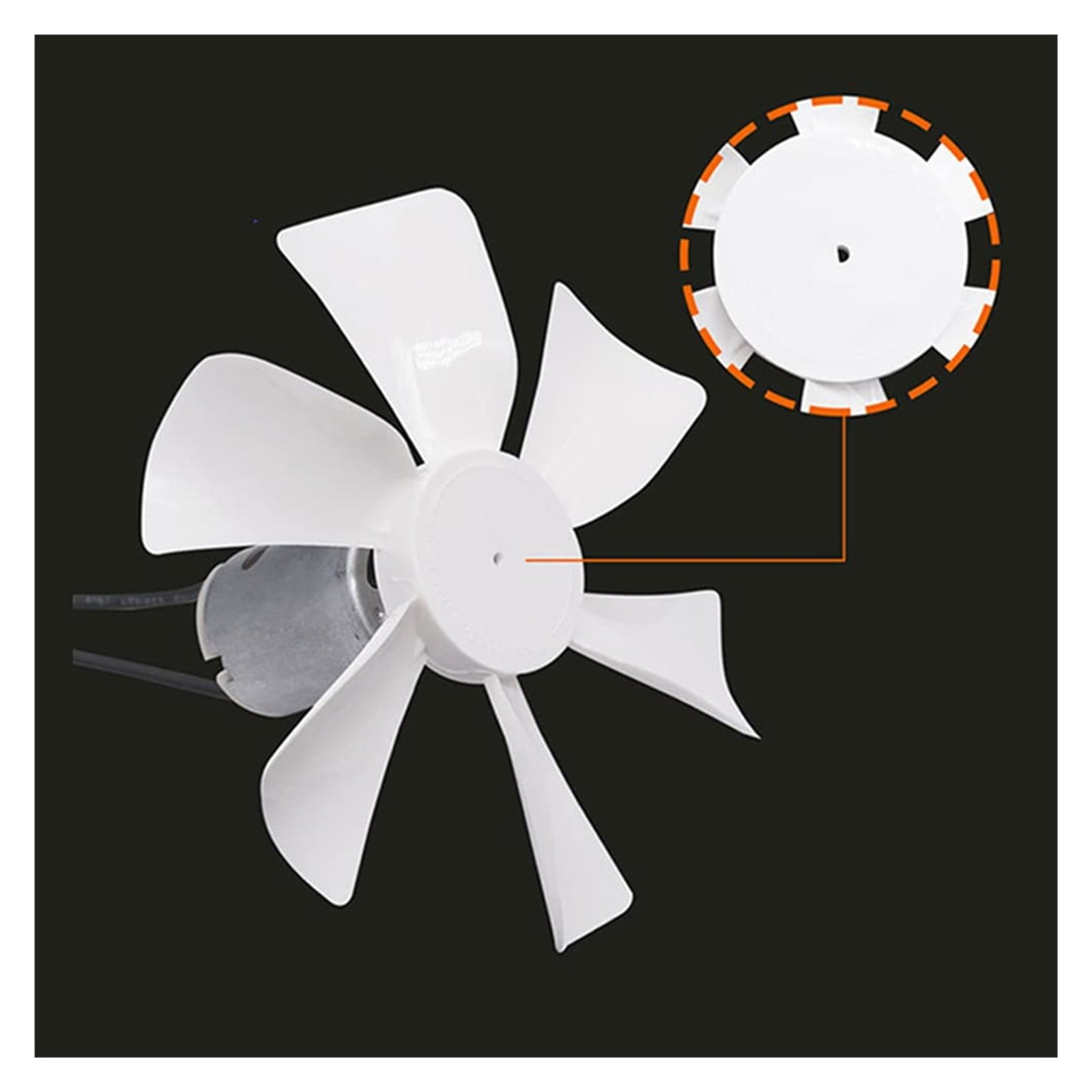 RV Exhaust White Vent Fan Blade with 12V D-Shaft RV Fan Motor and 2 Screws Replacement 6 Inch for RV Bathroom Camper Mobile Home ,Easy Installation