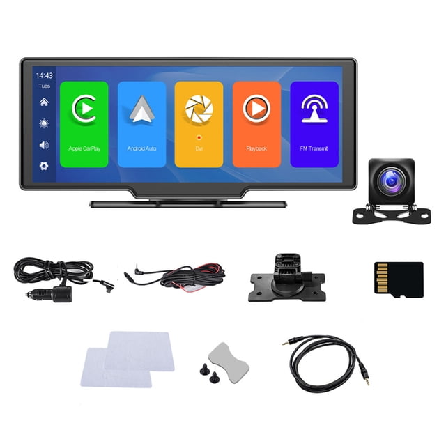 Riwesomey ABS Auto Dash Cam Metal a prueba de viento IP69 Impermeable Función de radio WiFi 9 pulgadas Triangular 1024x600 Control de voz Pantalla digital Cámaras de salpicadero de coche Riwesomey VI016957-00B
