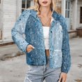 thumbnail image 3 of Jackets for Women Winter Coat Jackets Flannel Stand Collar Jacket(Glittery Blue Marble Print,Size:S-4XL), 3 of 7