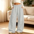 thumbnail image 2 of Teen Girl's Wide Leg Fleece Sweatpants 5-15 Years Elastic High Waisted Loose Baggy Track Pants with Pockets Streetwear, 2 of 9