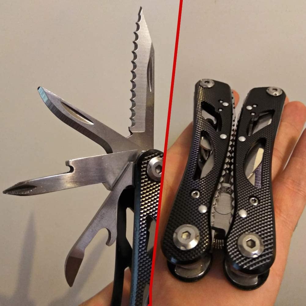 Folding Multi Tool Kit, Black Stainless Steel 1 Multi-Purpose Pocket Multitool Plier Screwdriver + Bits Set for Survival, Camping, Hunting, Fishing Folding Multi Tool Kit, Black Stainless Steel 1 Multi-Purpose Pocket Multitool Plier Screwdriver + Bits Set for Survival, Camping, Hunting, Fishing