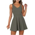 thumbnail image 2 of Meichang Tennis Dresses for Women with Built in Shorts Sleeveless V Neck Workout Dresses Solid Criss Back Golf Dresses with Pockets Green XXL, 2 of 8