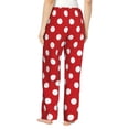 thumbnail image 3 of Picia Red Polka Dot Womens Soft Woven Cotton Elastic Waistband Sleep Pajama Pant Lounge Sleep Pant With Pockets And Drawstring-Medium, 3 of 9