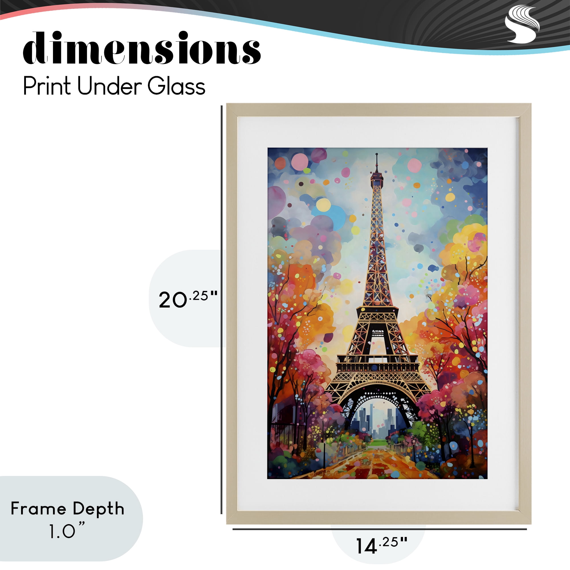 Stupell Industries Eiffel Tower with Colorful Trees Birch Framed Print Under Glass, design by Creative Studio