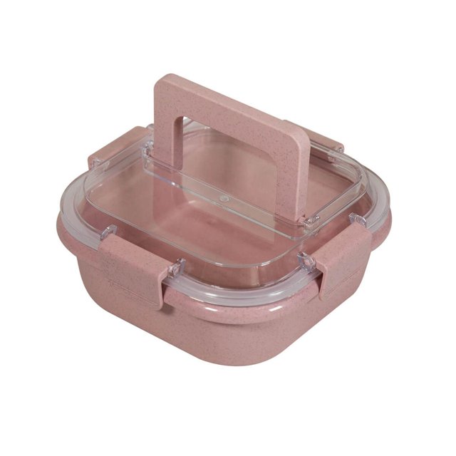 Lonchera ecológica de fibra de trigo-Yemek rosa 18.1 x 18.1 x 7.5