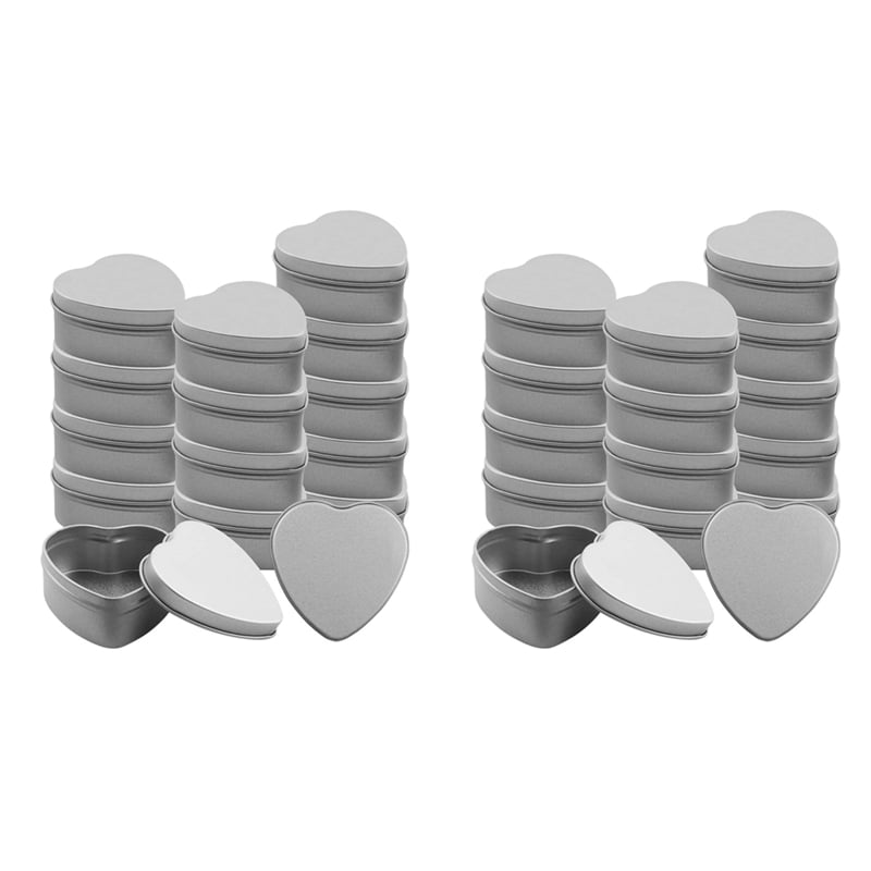 30 Pcs Heart Shape Metal Tins Candle Jars Candle Containers Candle Tins
