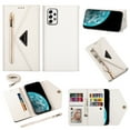 thumbnail image 1 of Jiahe Cover for Samsung Galaxy A33 5G Wallet Case with Card Holder, Envelope Book Design Leather Flip Protective Stand Feature Magnetic Zipper Clutch Purse with 7 Card Slots Strap for Women,White, 1 of 6