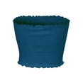 thumbnail image 4 of MixMatchy Women's Solid Ruffled Edge Ribbed Crop Tube Top, 4 of 4