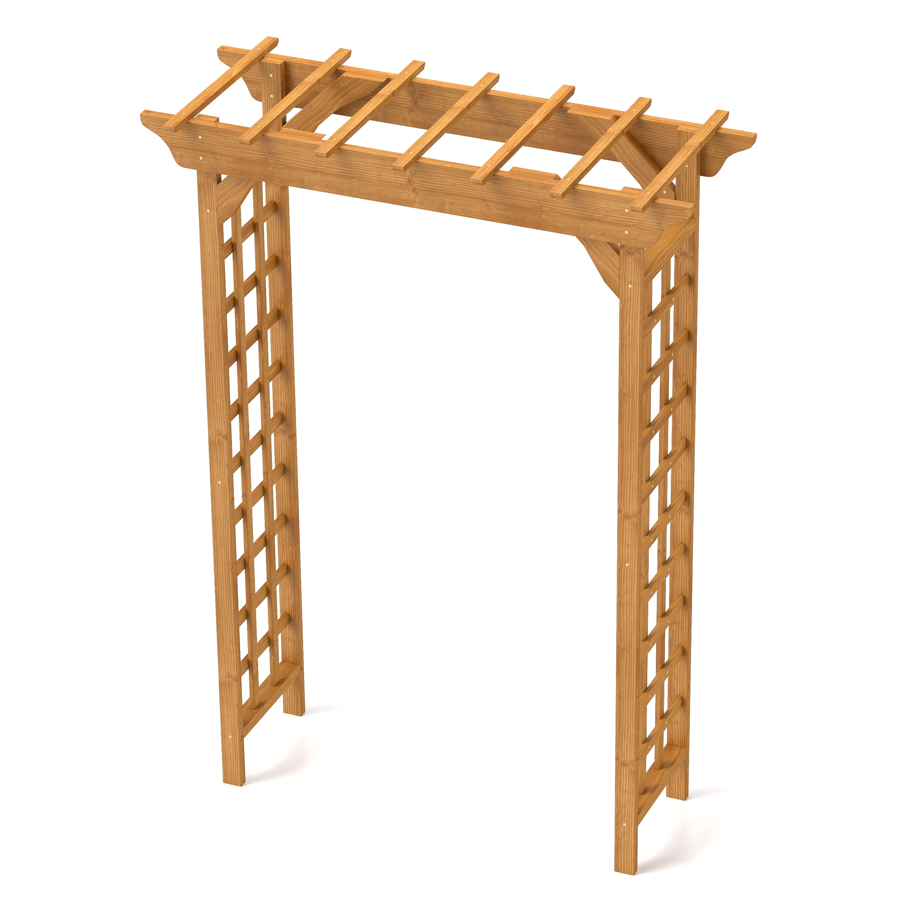 Wooden Garden Arbor with Sturdy Solid Wood Frame, Outdoor Wedding Arch and Plant Trellis for Backyard, Light Brown