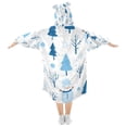thumbnail image 2 of FORMRS Wearable Blanket Hoodie with Sleeves for Kids Cozy Flannel Sweatshirt, Blue Simple Cartoon Snowmen, 2 of 7