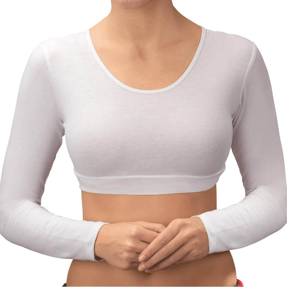 Collections Etc. Women's Elegant Long Sleeve Cropped Cami, Medium