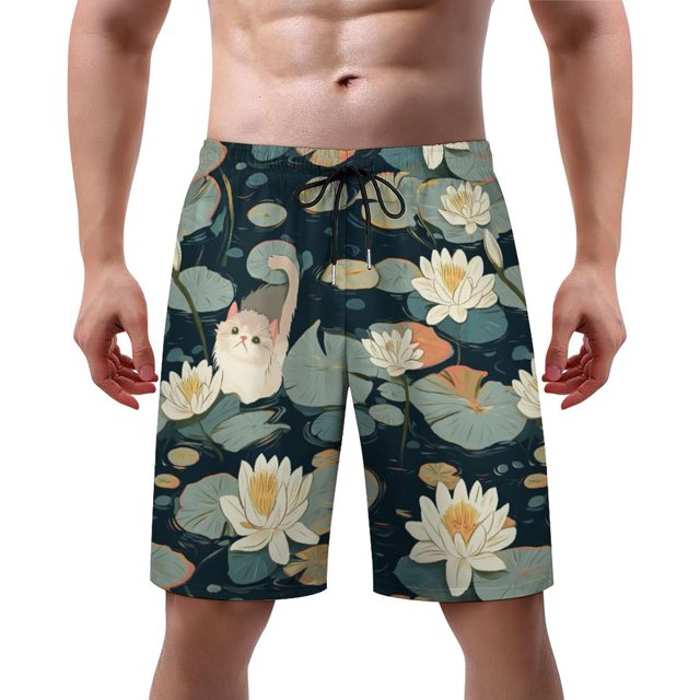 NICKSUN Men's Swim Trunks, Cute Print Quick Dry Summer Board Beach Shorts with Mesh Lining and Pockets