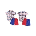 thumbnail image 3 of Aojekbee Kids Boys Shorts Set, Short Sleeve Stars Print Shirt with Contrast Color Shorts 4th of July Outfit, 3 of 10