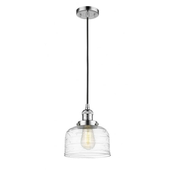 201C-PC-G713-Innovations Lighting-Bell - 1 Light Cord Hung Mini Pendant In Industrial Style-10 Inches Tall and 8 Inches Wide-Polished Chrome