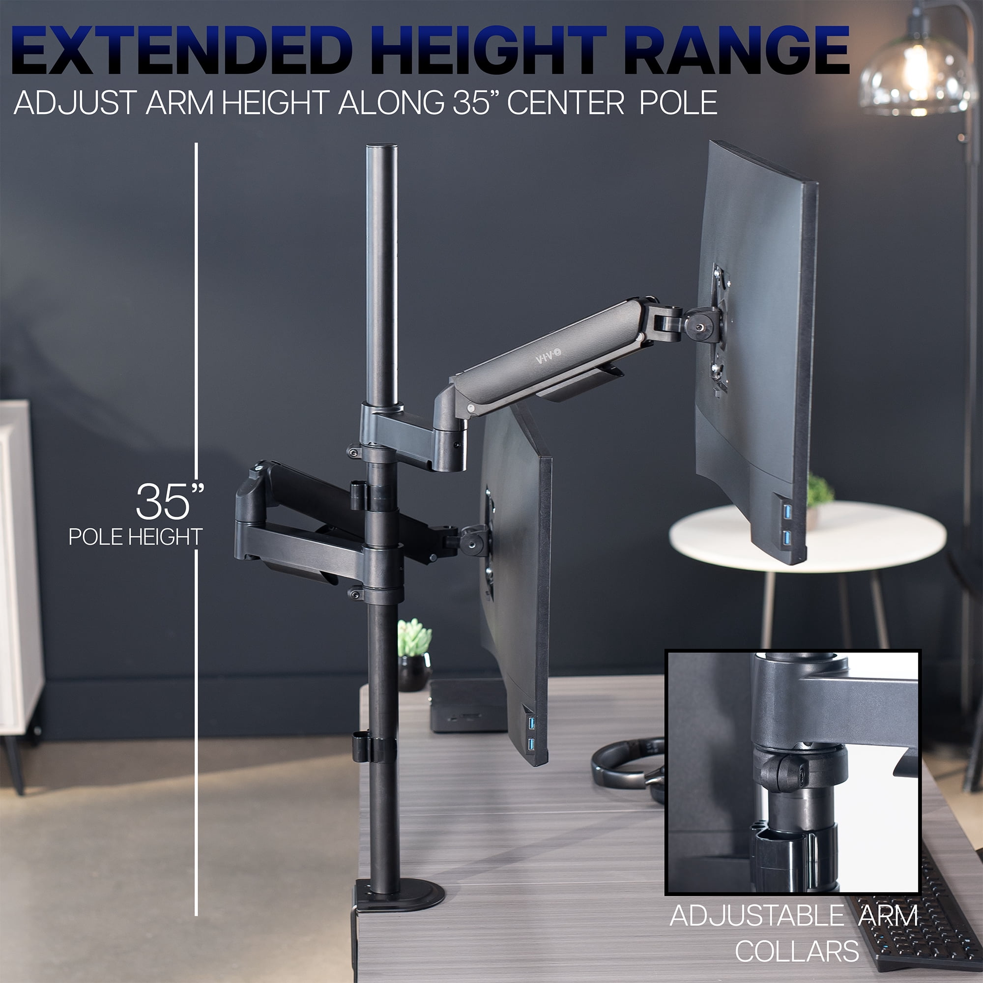 VIVO Extra Tall Dual 17" to 32" Monitor Mechanical Spring Sit-Stand Desk Mount