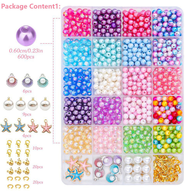 1200Pcs Bracelet Making Kit Charm DIY Beads for Jewelry Making, Friendship Bracelet Kit with Ocean Pearl Shell Butterfly Beads for Bracelet Necklace Making, Resin Beads, Elastic Rope, Pendant Kit